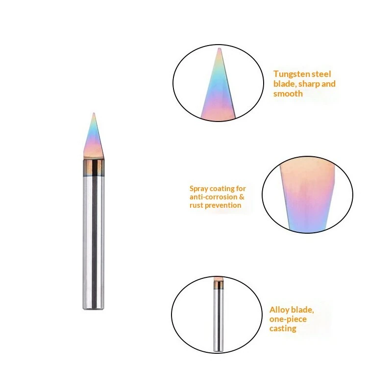 V Shape Tungsten Steel CNC Router Bit - 1/4 Inch Shank | 15.9mm Depth HRC93 - Image 3