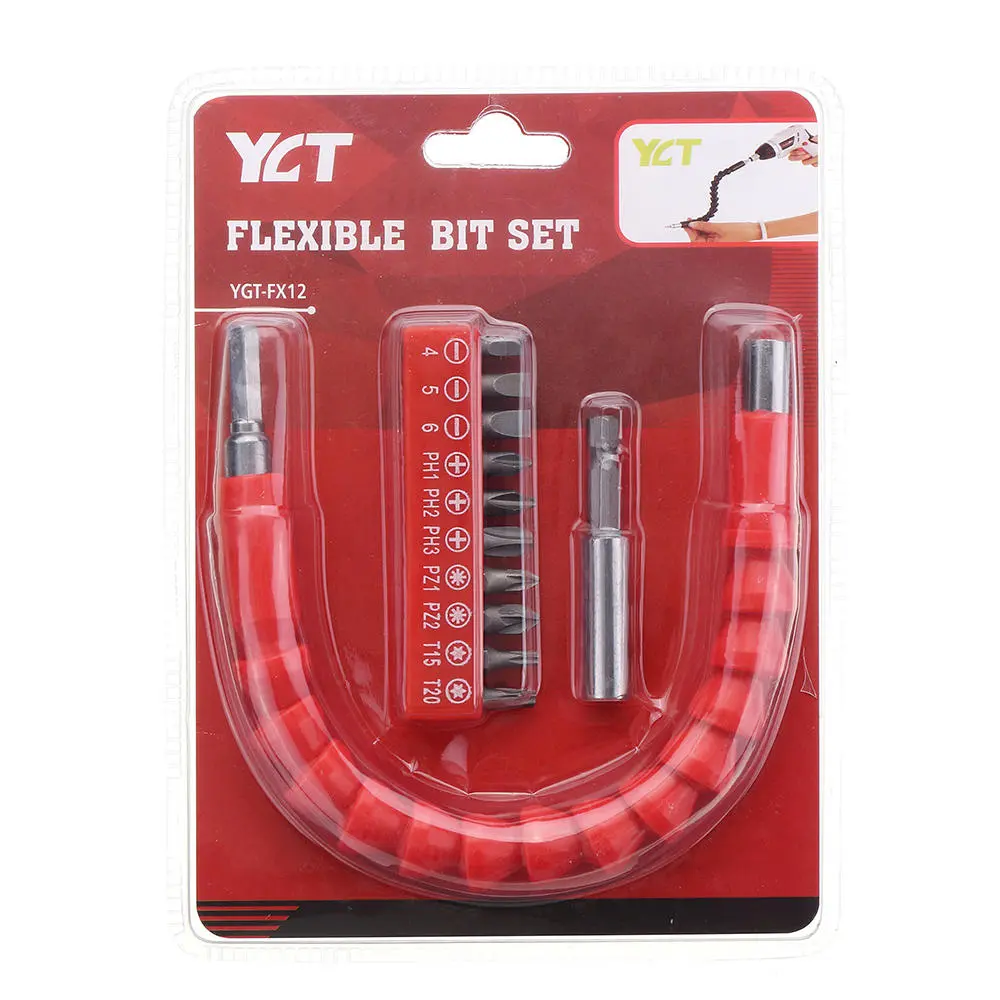 Drillpro 300mm Flexible Shaft | 10pc Screwdriver Bits & Extension Rod for Drill - Image 2