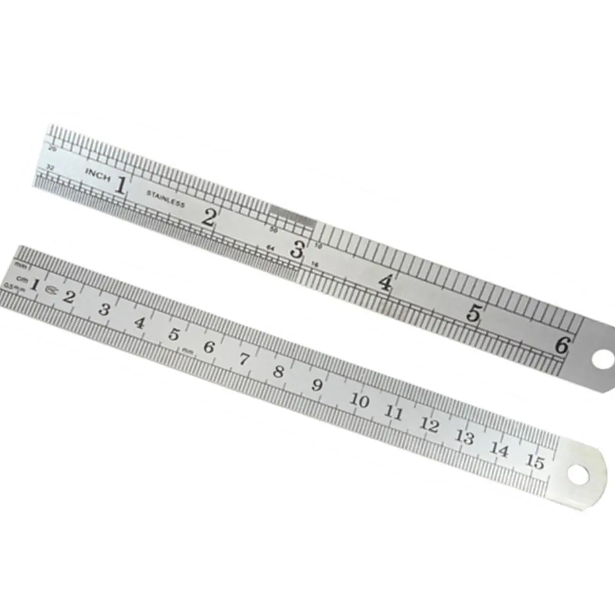 Stainless Steel Double-Sided Ruler | 15cm Metric Straight Edge - Silver - Image 2
