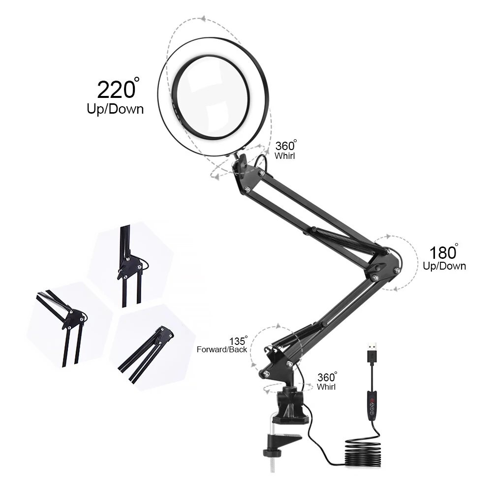 NEWACALOX 5X LED Magnifying Glass - Third Hand Soldering Tool with Desk Clamp | Work Lamp - Image 2