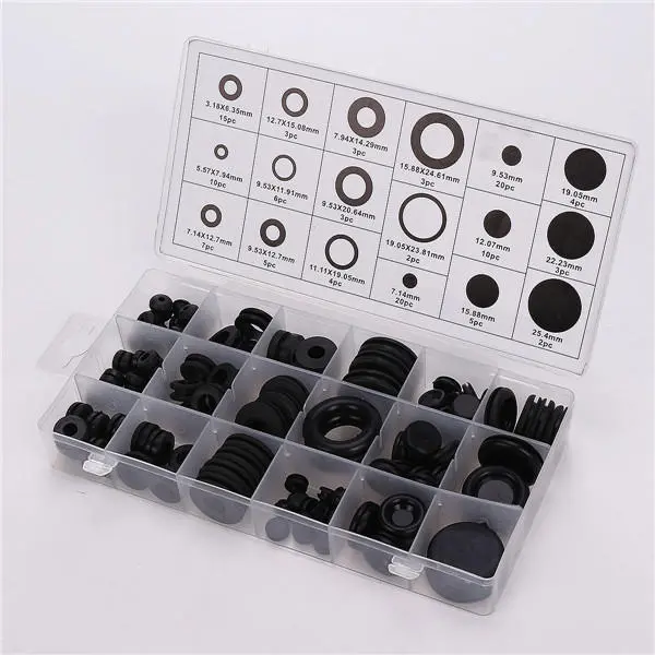 125pcs Black Rubber Grommets Kit - Wiring Cable Assortment | Pulley Wheel - Image 3