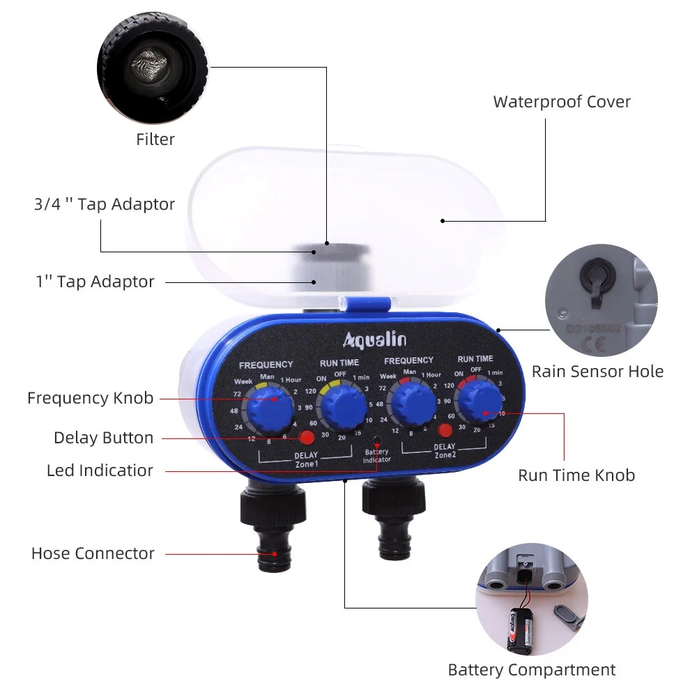 Aqualin Ball Valve Garden Irrigation Controller - 4-Dial Water Timer | Waterproof & 0 Pressure - Image 3