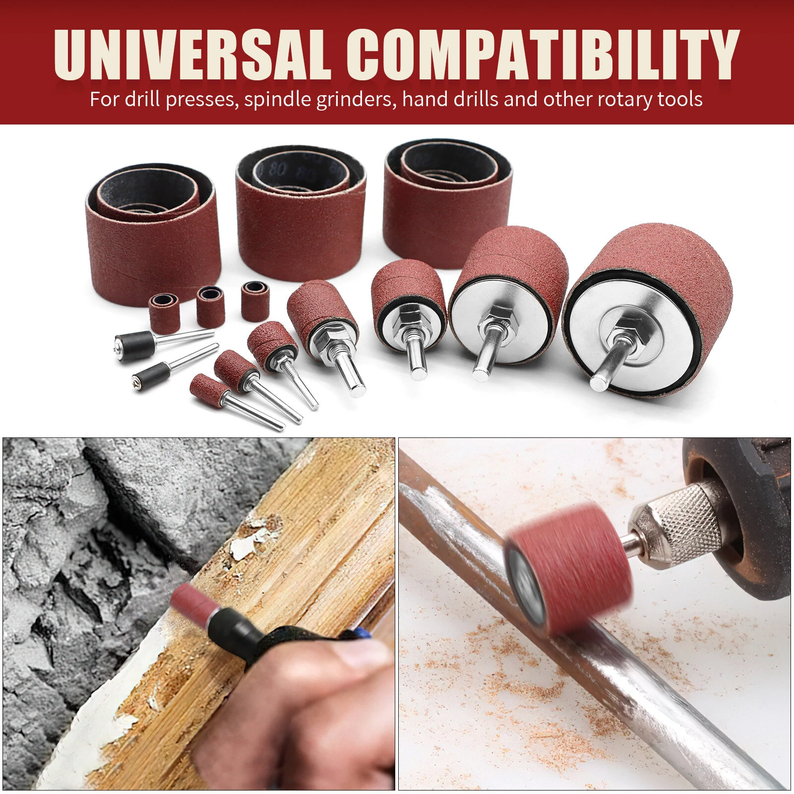 Sanding Drum Kit 37 Pcs - Rubber Spindle Sander for Drill Press | Carpentry Tool - Image 4