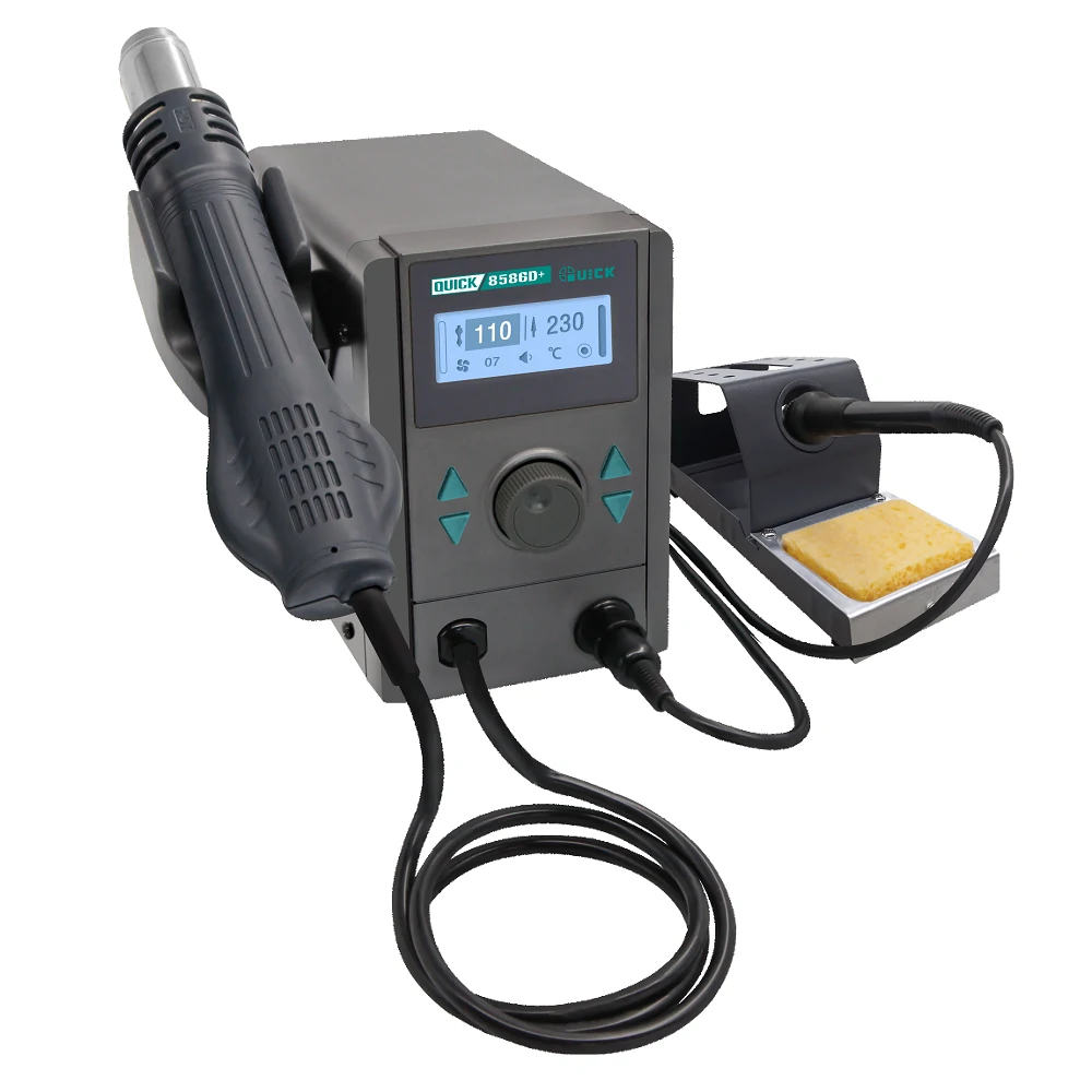QUICK 8586D+ 2-in-1 Hot Air Gun & Soldering Station | LCD Digital Display - Image 2