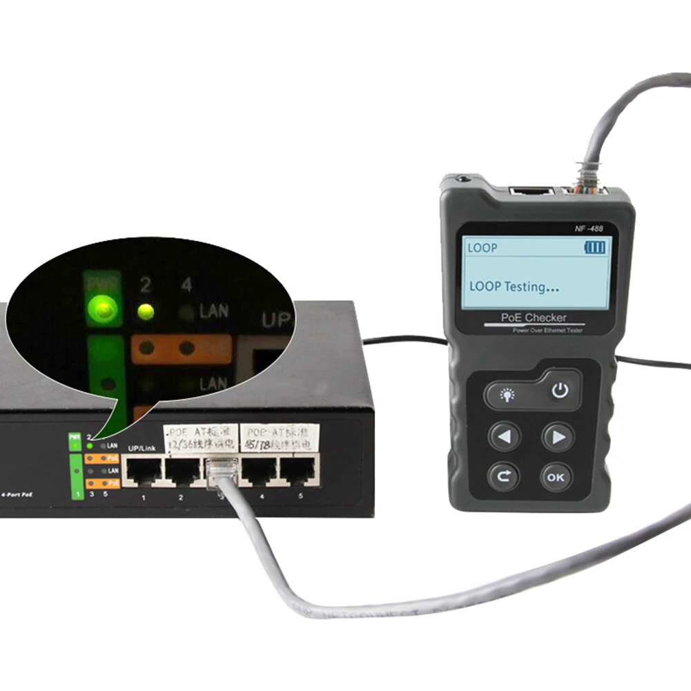 NF-488 Digital LAN Cable Tester | CAT5 CAT6 PoE Switch | LCD Display - Image 4