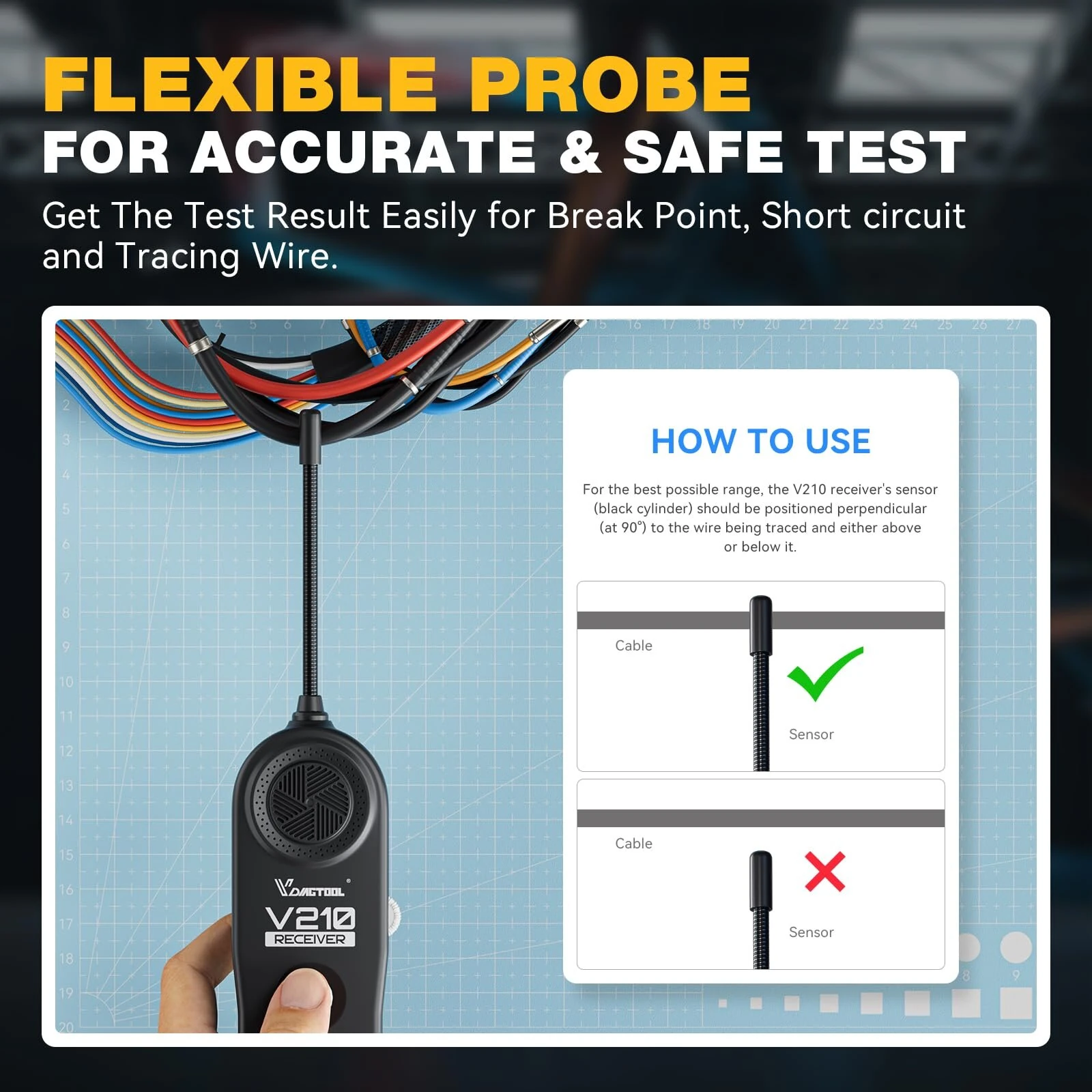 VDIAGTOOL V210 Automotive Circuit Tester - 6-42V Wire Tracker with Adjustable Sensitivity - Image 5