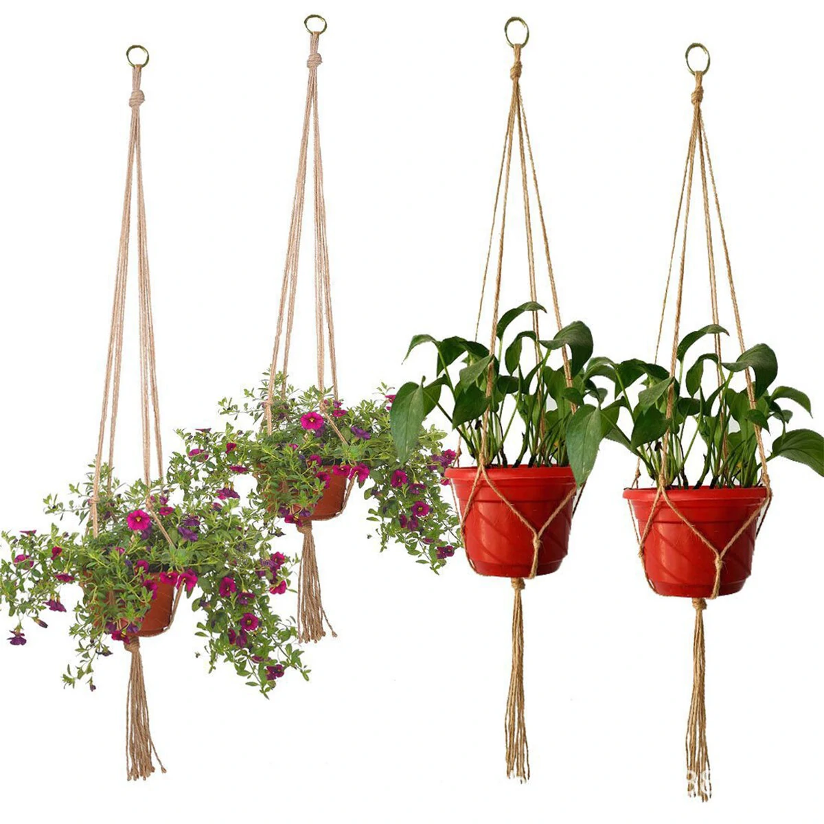 Macrame Plant Hanger - Braided Rope Hanging Planter Basket for Garden Art - Image 5