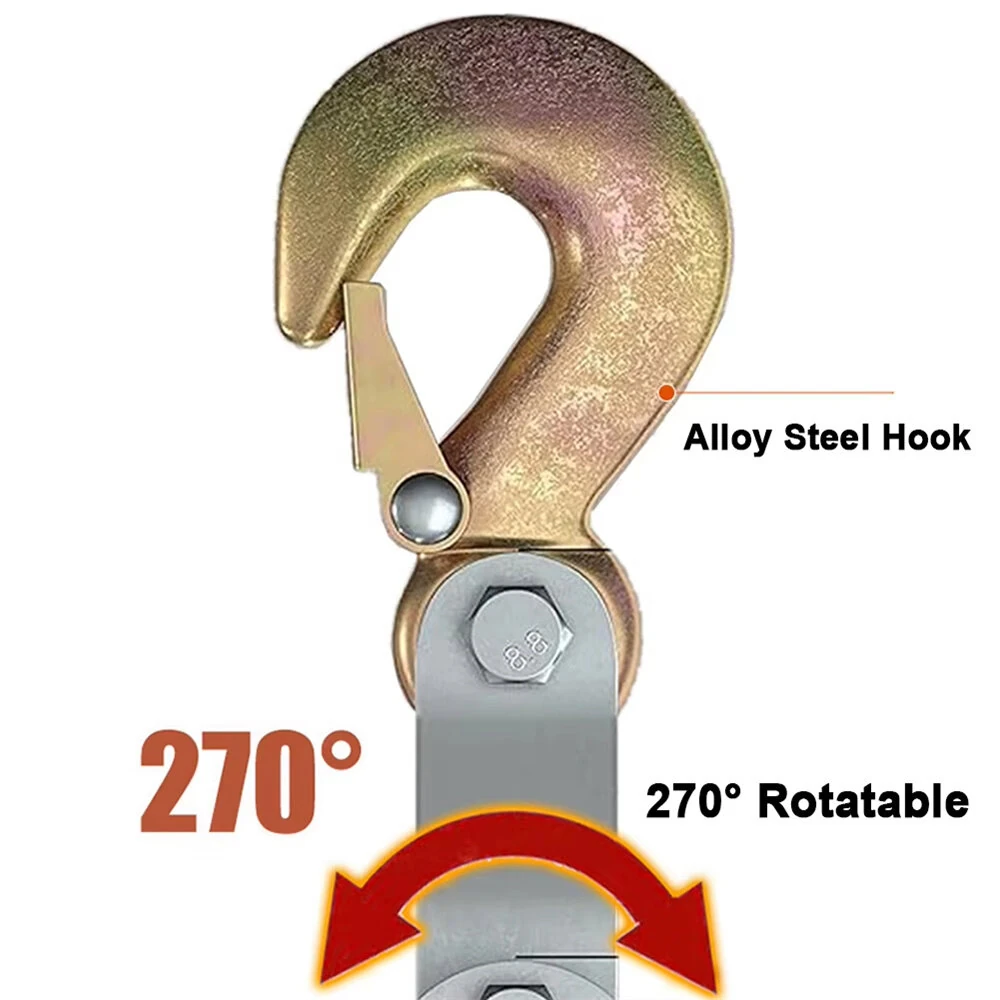 270 Degree Rotatable Rope Pulley Block | Zinc Alloy Hook & Heavy Duty Polyethylene Rope | Manual Lifting Hoist - Image 2