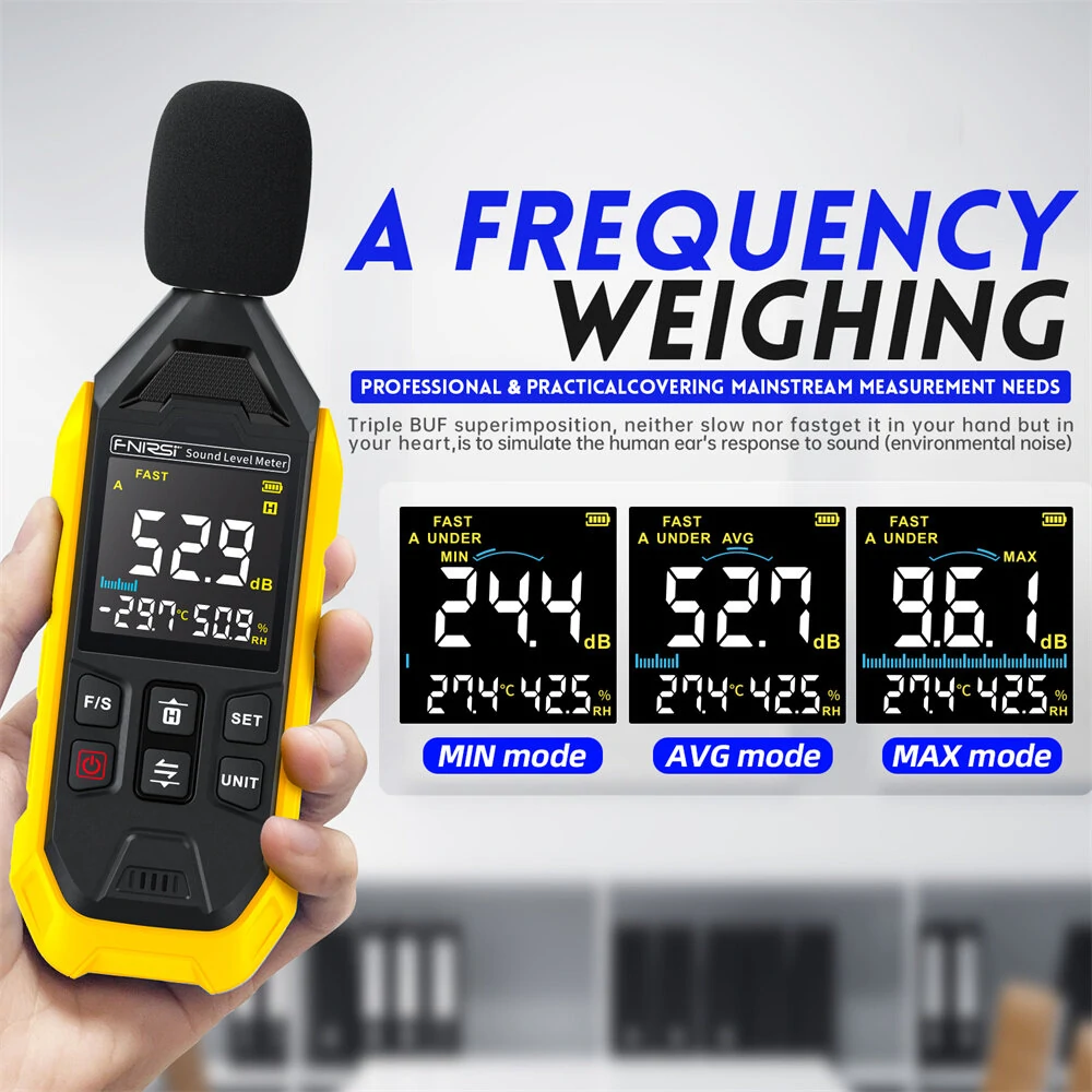 FNIRSI FDM01 Digital Noise Decibel Meter - 30-130dB Range | Fast/Slow Response - Image 5