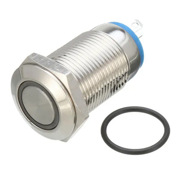 DC 12V 12mm LED Metal Push Button Switch - Waterproof Latching - Image 2