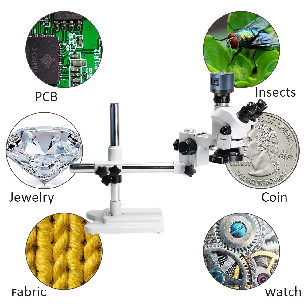 HAYEAR 3.5X-200X Trinocular Stereo Microscope | 4K Camera & 144 LED Light | Metal Boom Stand - Image 4