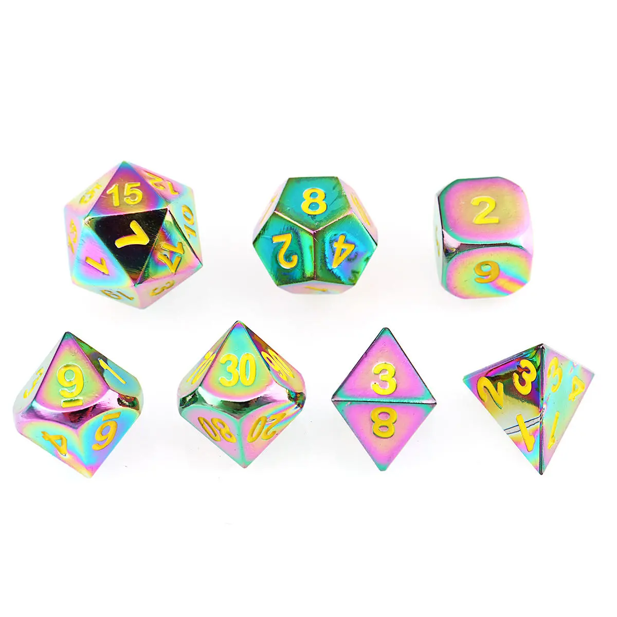7Pcs Embossed Metal DND Dice Set - Polyhedral RPG Dice for MTG with Bag - Image 4