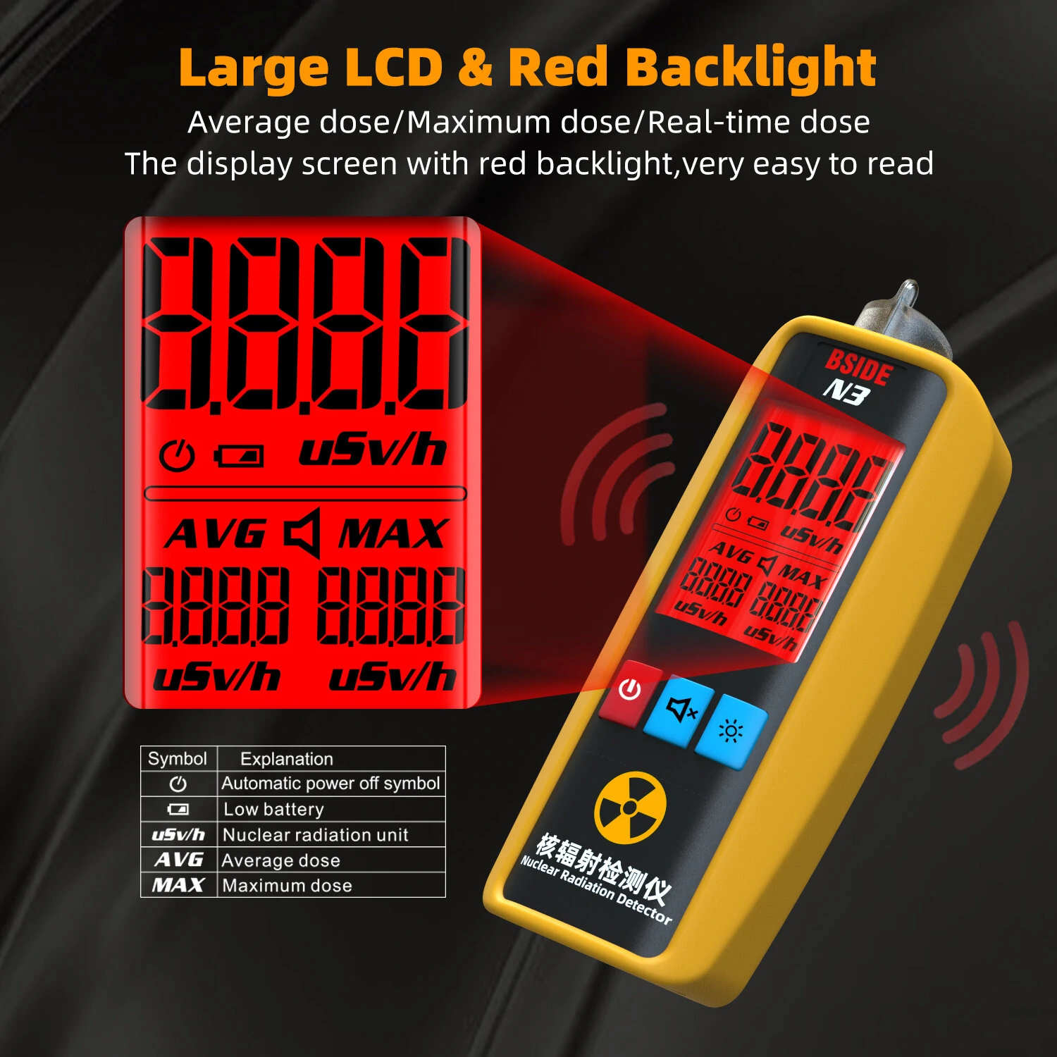 BSIDE N3 Portable Nuclear Radiation Detector | Geiger Counter Dosimeter for X-ray Gamma Beta - Image 5