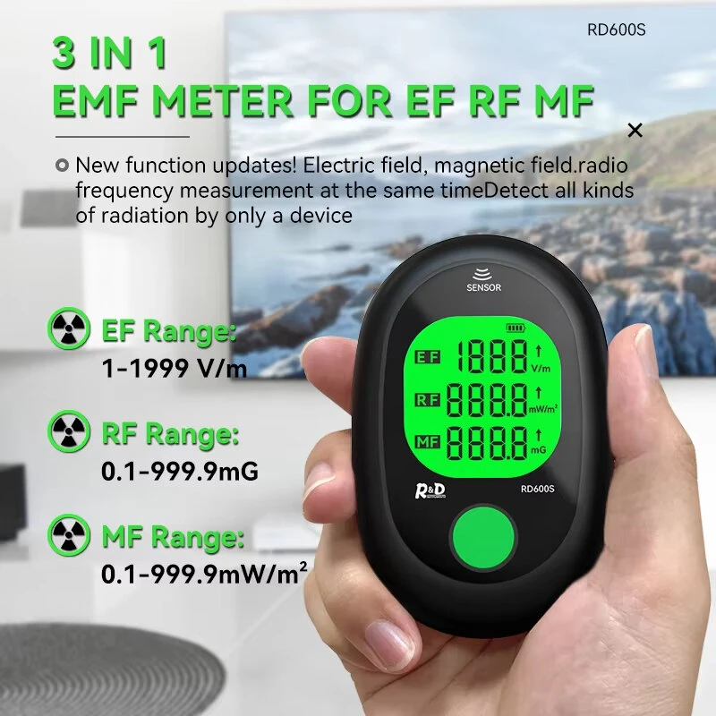 R&D RD600S EMF Meter - 3-in-1 Portable Electromagnetic Field Radiation Tester - Image 2