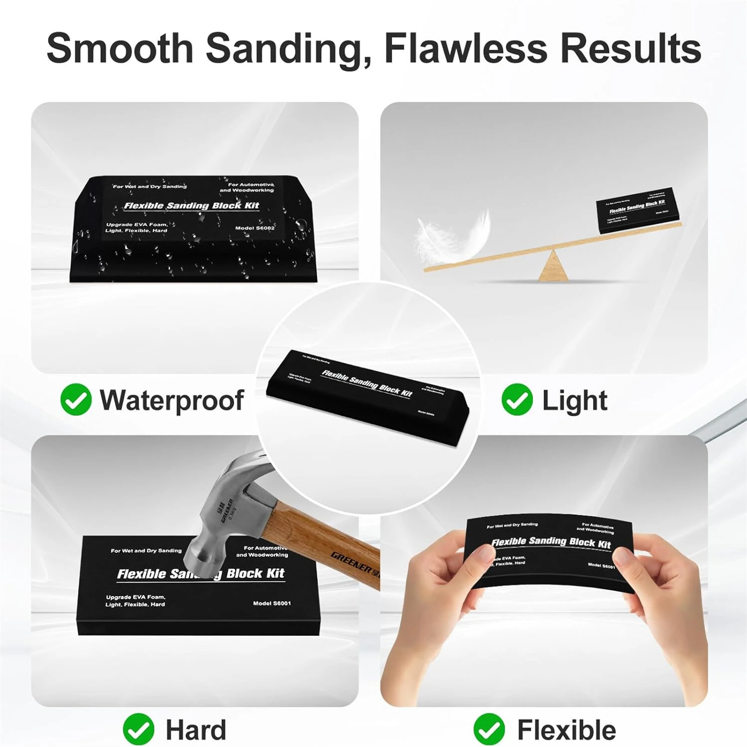 7pcs EVA Foam Sanding Block Kit - Wet Dry Sandpaper for Woodworking & Automotive - Image 5