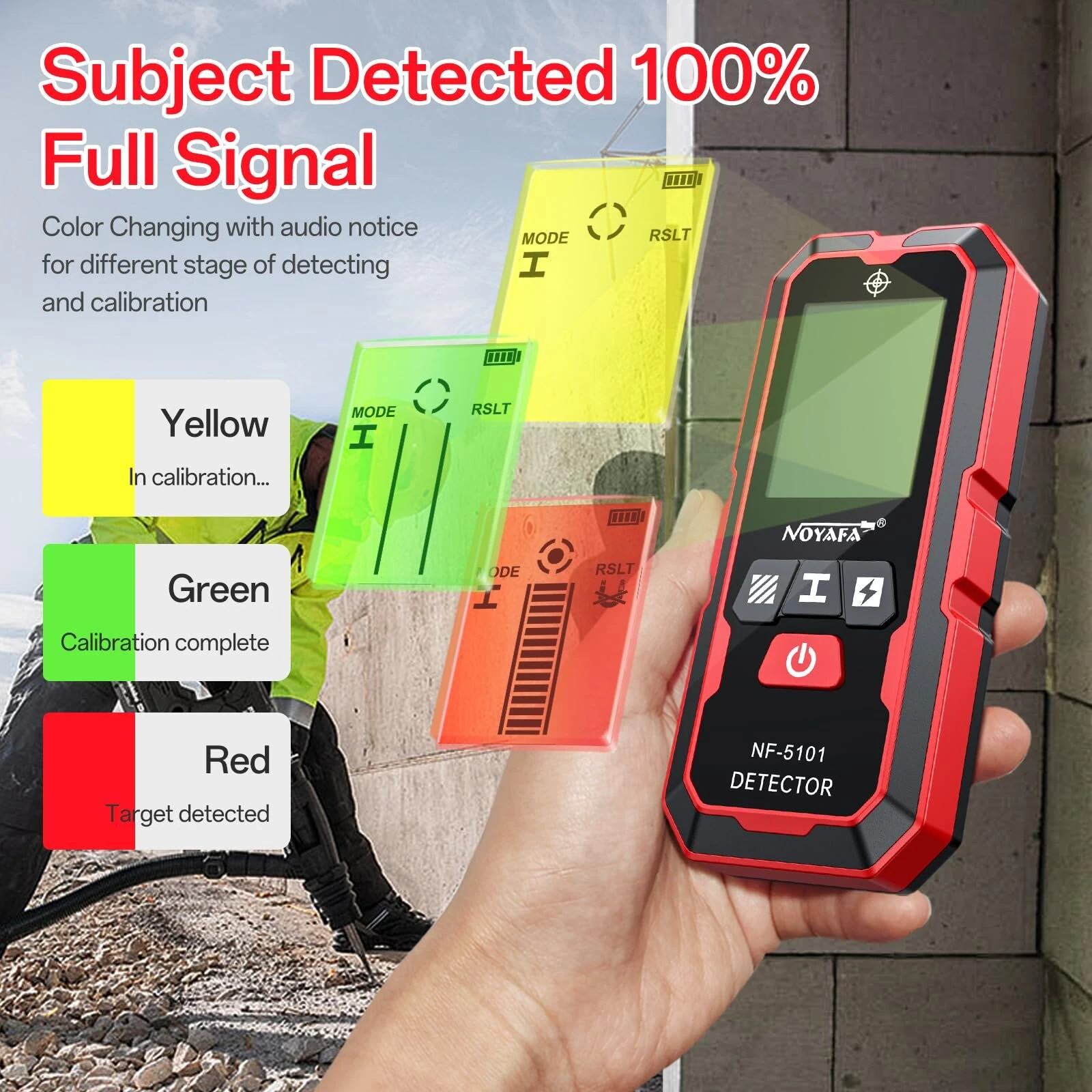 NOYAFA NF-5101 Stud Finder | 5-in-1 Wall Scanner Detects Metal Wood & Live Wires - Image 4