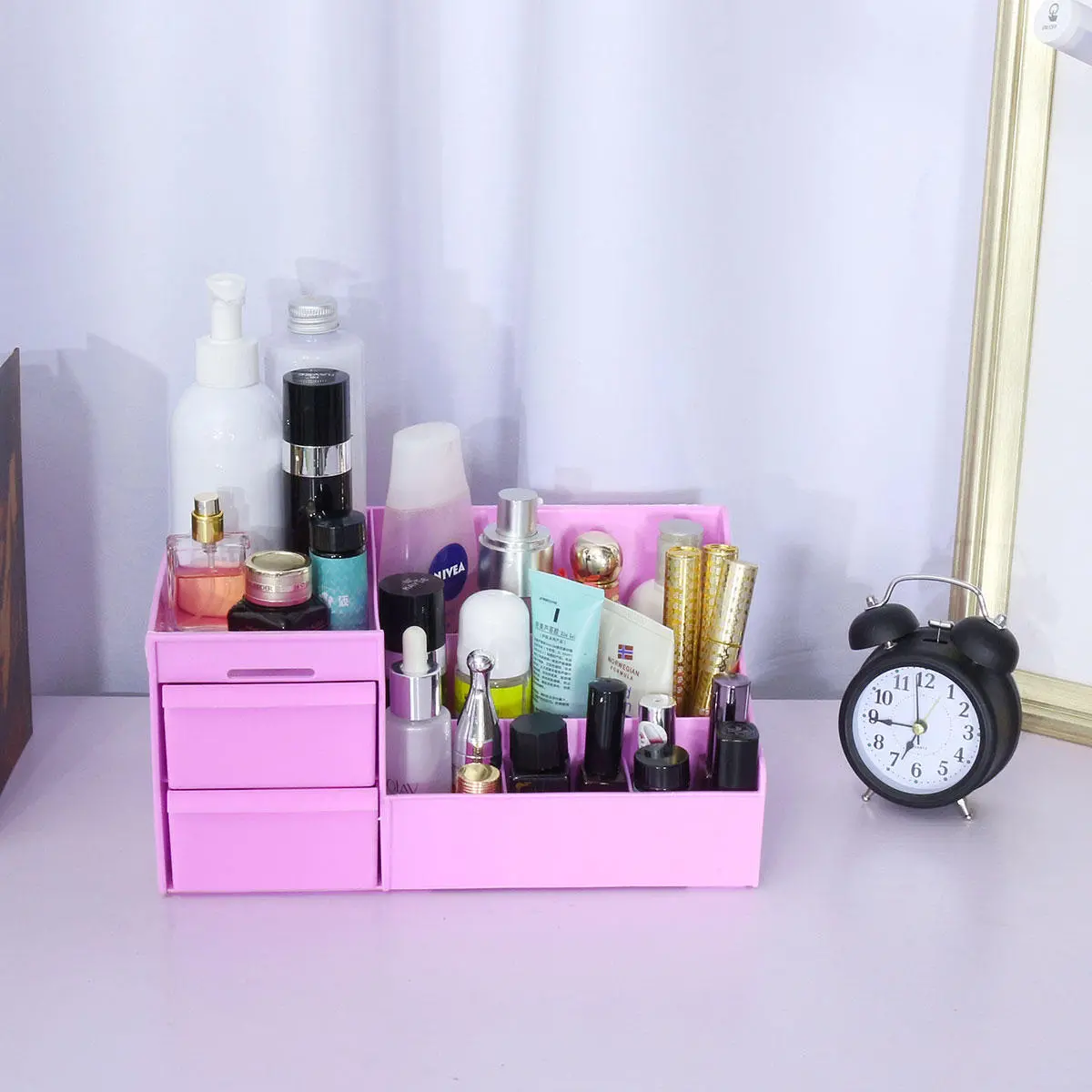 Desktop Cosmetics Storage Shelf | Plastic Drawer Organizer Box for Home - Image 5