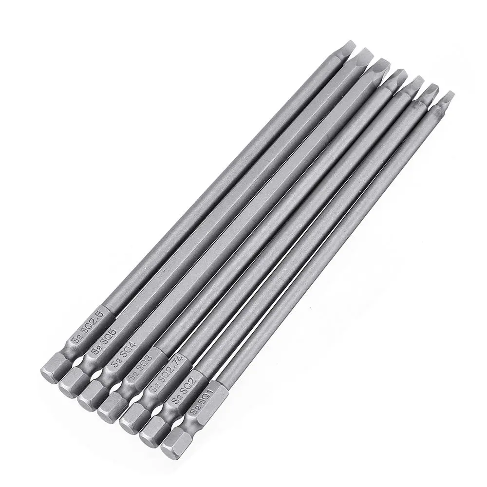7pcs 150mm Square Screwdriver Bits | 1/4 Inch Hex Shank | Long Reach - Image 5