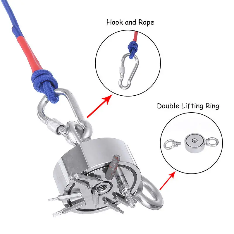 Strong Salvage Fishing Magnet - Neodymium Deep Sea Recovery Tool & Hook - Image 3