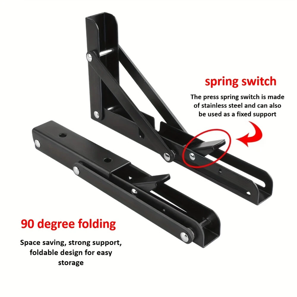 Stainless Steel Folding Shelf Brackets 8inch - Heavy Duty 90 Degree Wall Mount | Includes Screws - Image 4