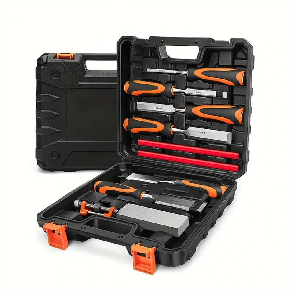 Wood Carving Chisel Set - 10PCS with Sharpening Stone & Guide | Heat-Treated 60 Cr-V Steel - Image 2