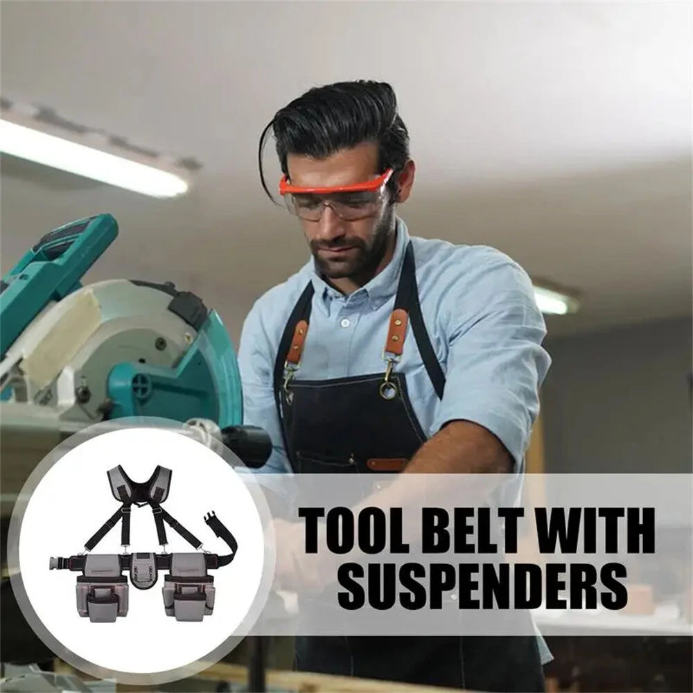 12 Pocket Tool Belt with Hammer Holder - Ergonomic Durable Polyester Nylon for Electricians & Mechanics - Image 4