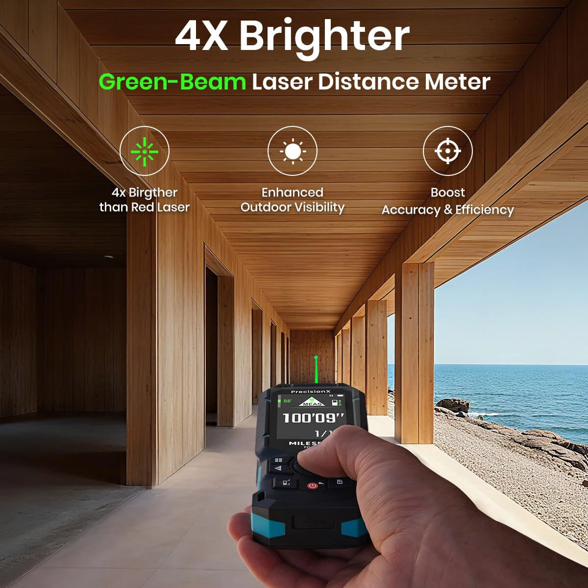 Mileseey S50 Green Laser Rangefinder - 400ft High Accuracy | Rechargeable with Smart App - Image 2