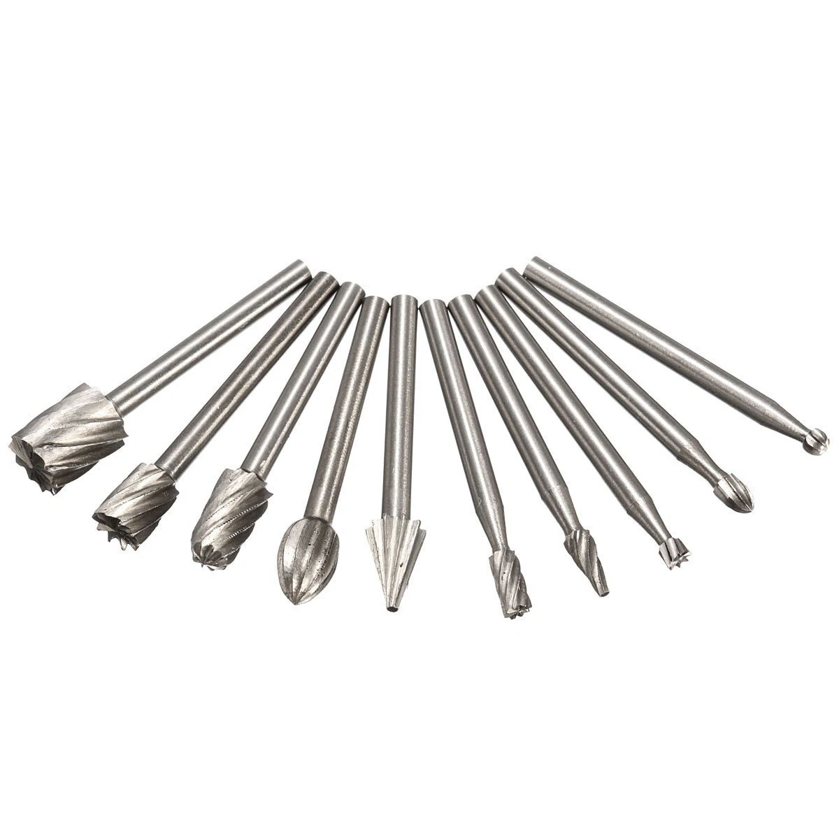 10pcs 1/8 Inch HSS Rotary Rasp Files | Woodworking Grinding Burr Bits - Image 4