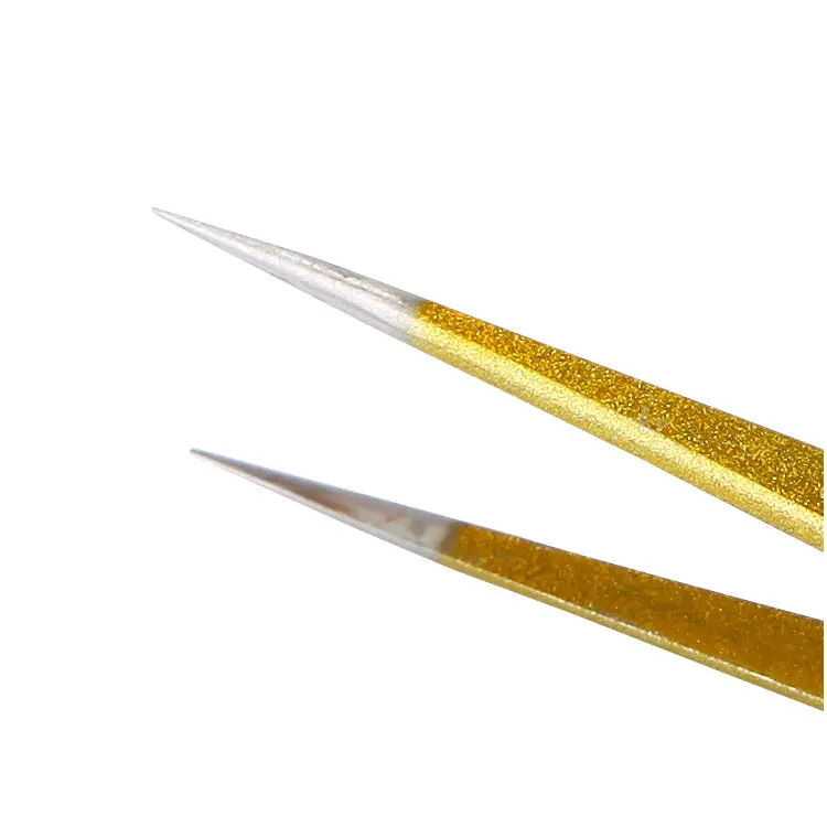 BST-168H Gold-plated Stainless Steel Eyelash Extension Tweezer | Pointed Tip - Image 3