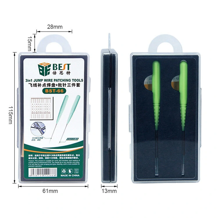 BST-66 3-in-1 Jump Wire Patching Tool | PCB Motherboard Solder Point Repair | 2 Stainless Scrapers - Image 5