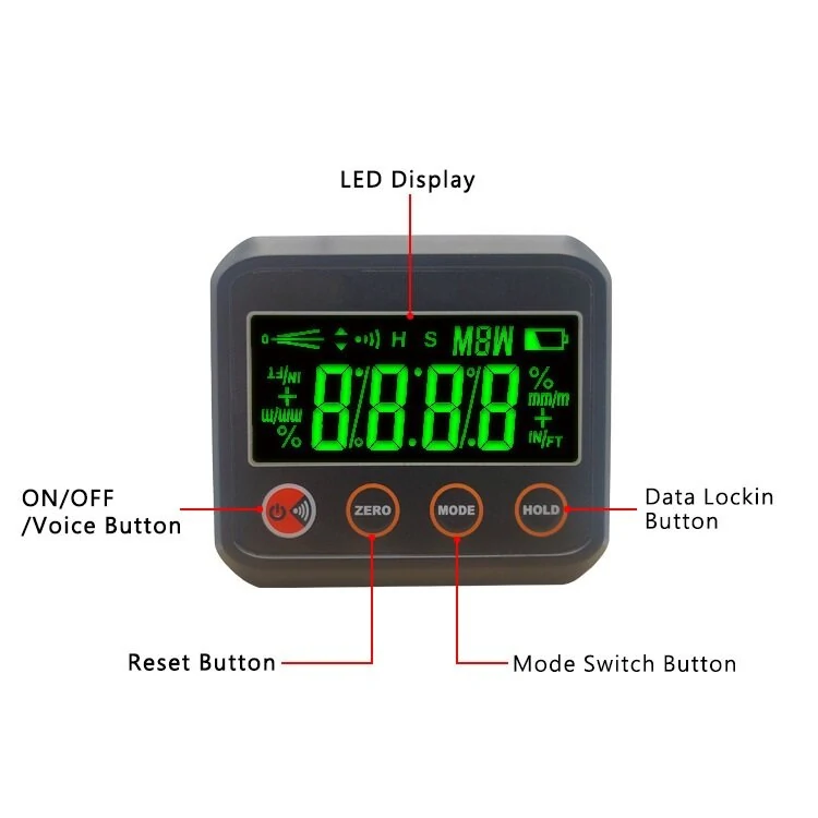 DL1912 Digital Protractor Angle Finder | 4 x 90° Bevel Box with Magnetic Base & Backlight - Image 3