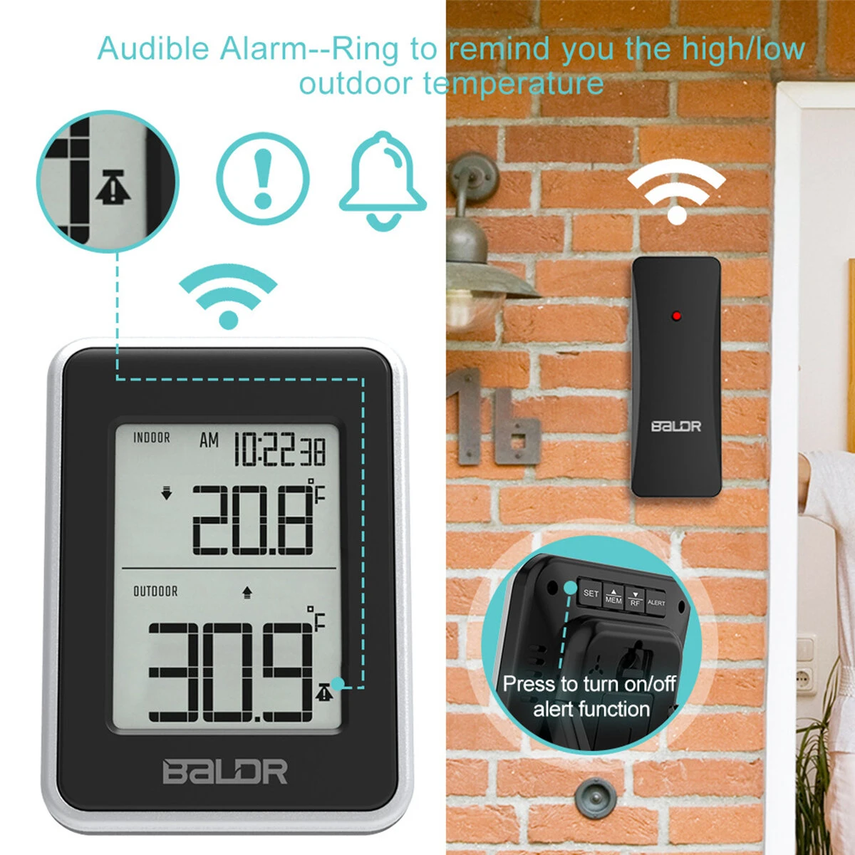 Digital Wireless Thermometer - Indoor Outdoor Temperature with LCD Display - Image 3
