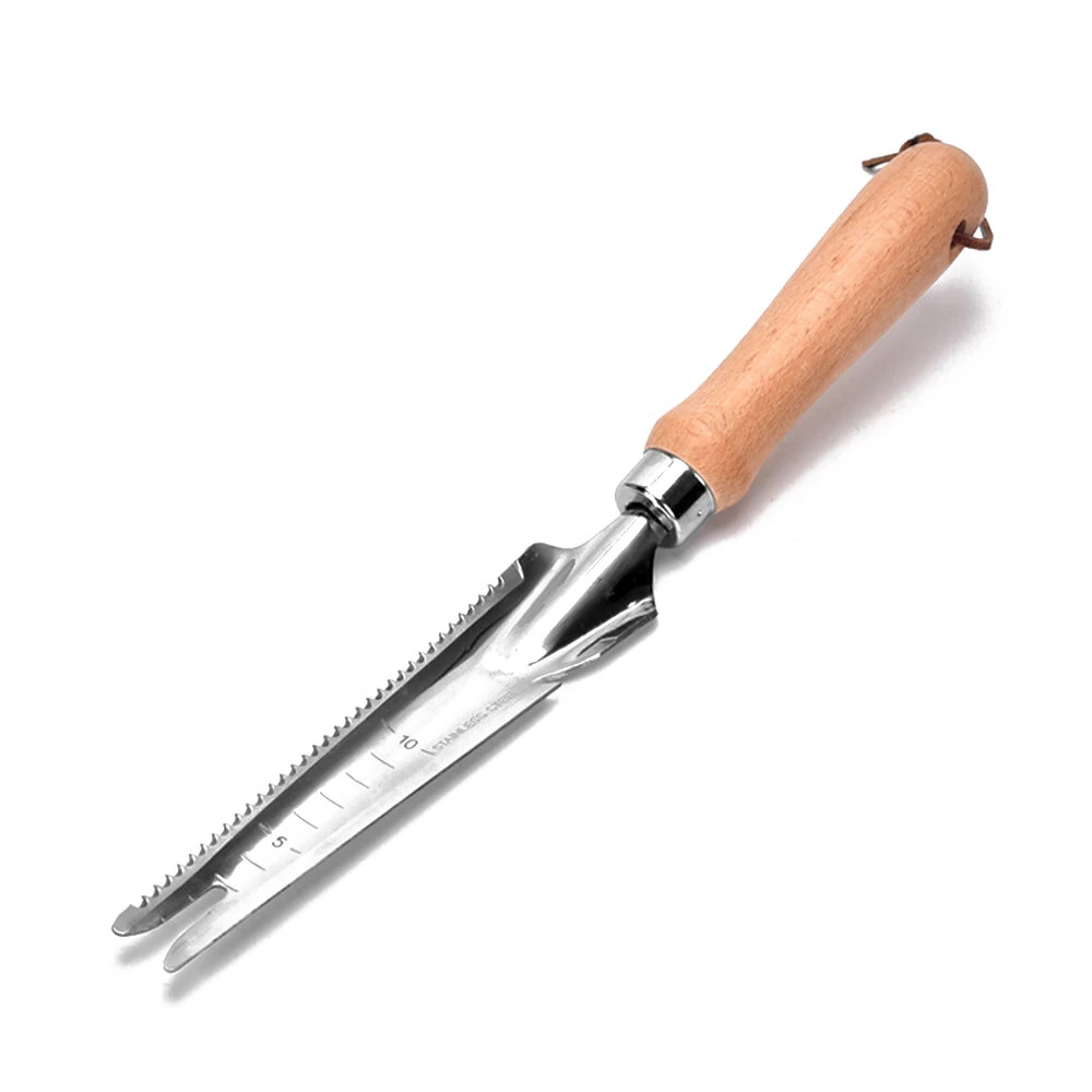 Stainless Steel Multi-functional Drafting Saw Shovel - Wooden Handle Grass Cutting Knife for Gardening - Image 2