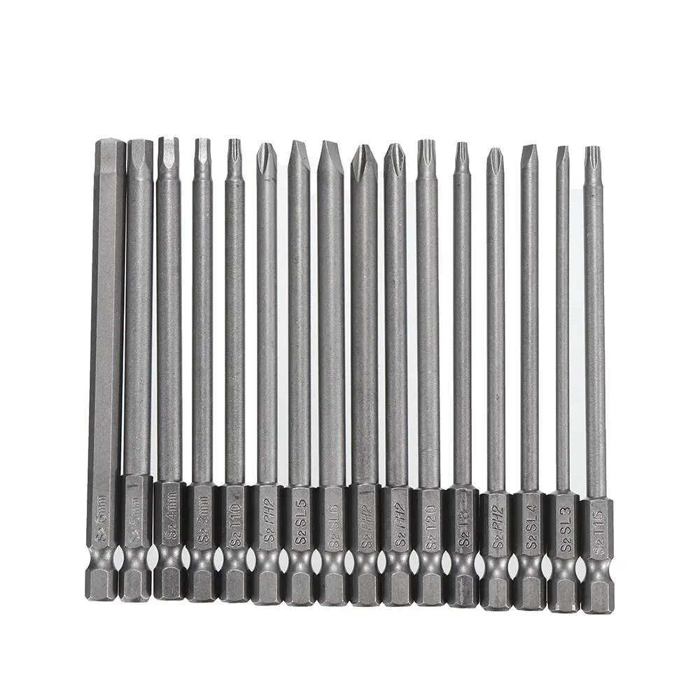 Drillpro 16pc Screwdriver Bit Set - 100mm Torx & Hex Bits - Image 2