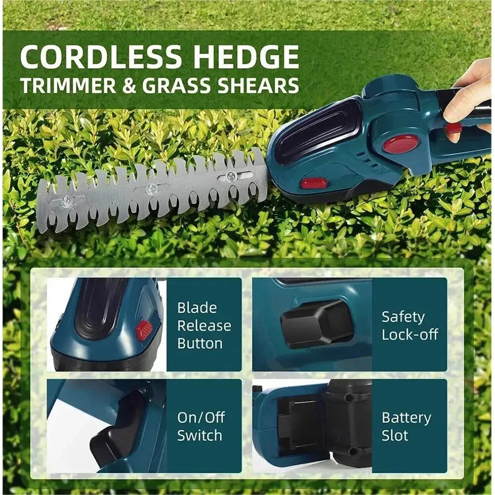 18V Cordless 2-in-1 Hedge Trimmer & Grass Shear | Rechargeable Garden Tool with Battery & Charger - Image 3