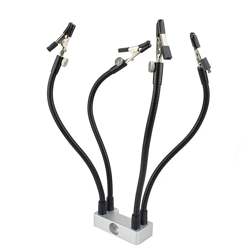 NEWACALOX USB LED 3X Magnifier Soldering Station | 5 Flexible Arm PCB Fixture & Bench Vise - Image 4