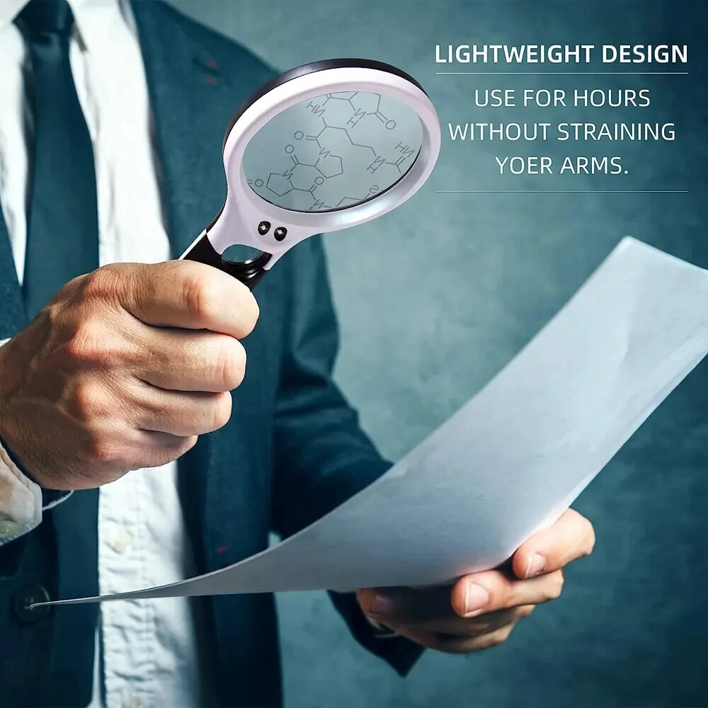3X 45X Mini Handheld Magnifier with 3 LED Lights | 75MM & 22MM Dual Lens | Brightness Adjustable for Reading & Jewelry - Image 2