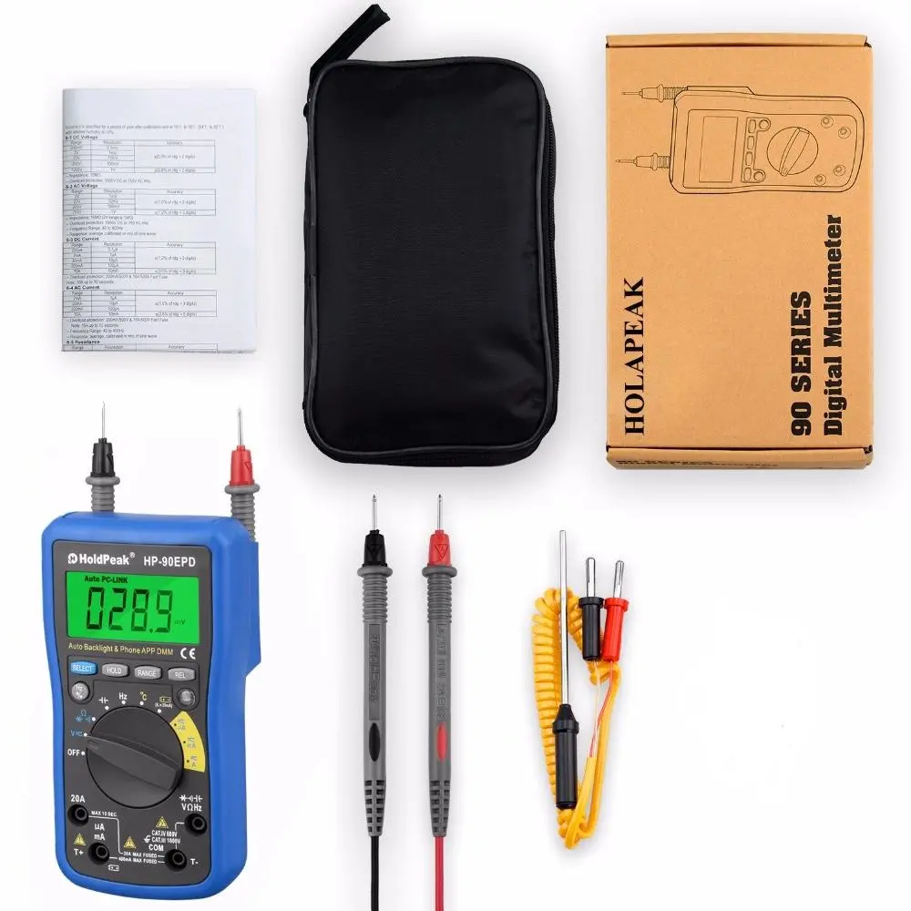 HoldPeak HP-90EPD Multimeter True RMS 4000 Counts Auto Range AC DC Voltage Current Resistance Capacitance Frequency Backlight - Image 4