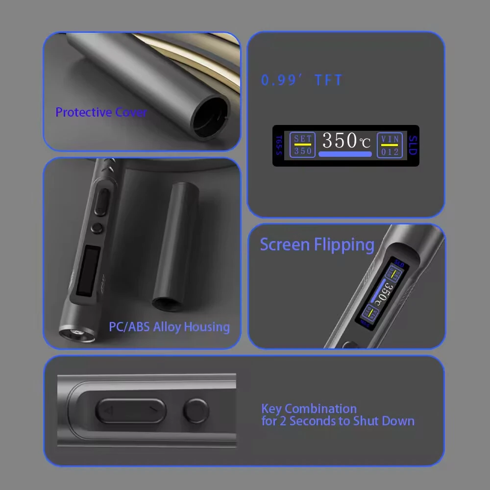 T65S Intelligent Soldering Iron 90W | Adjustable Temp 150-450°C | Type-C & TFT Screen - Image 5