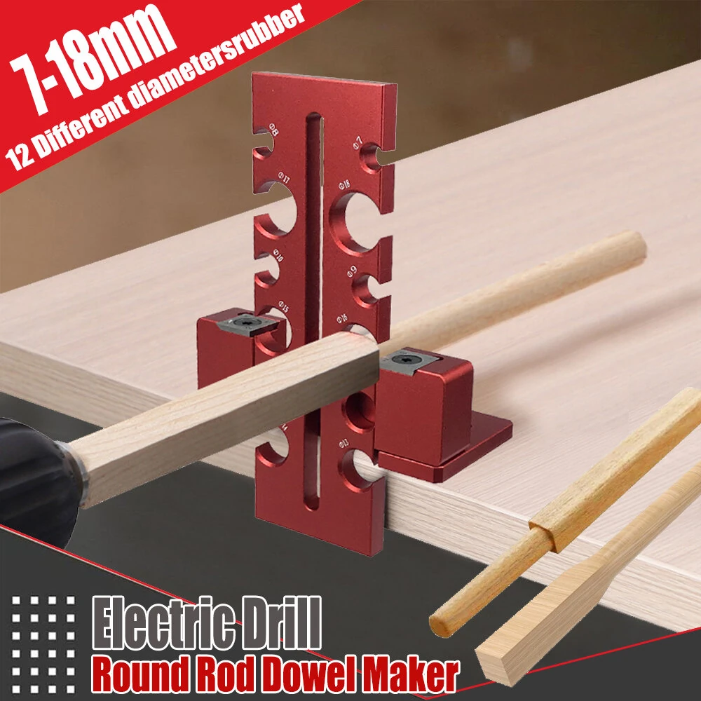 Woodworking Adjustable Dowel Maker Jig | 7mm-18mm Carbide Blade | Aluminum Alloy Drill Tool - Image 4