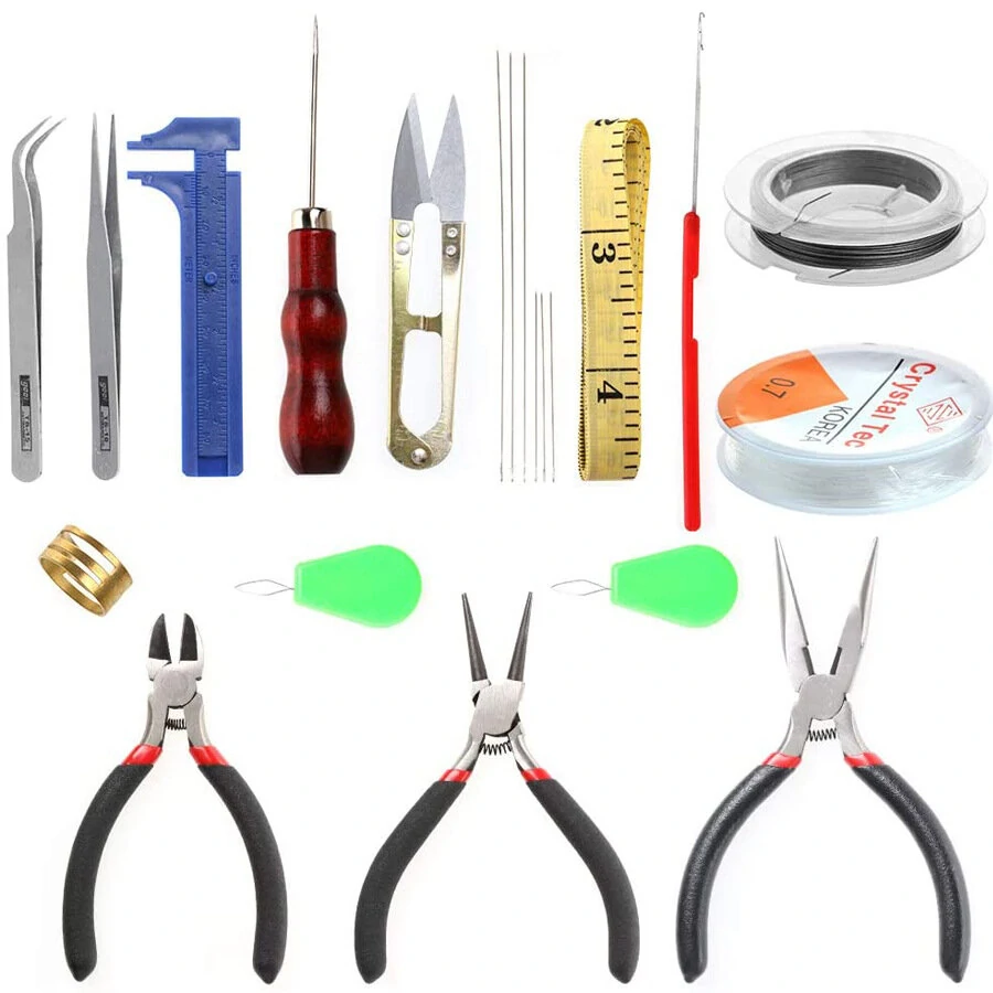 23PCS Leather Bag DIY Kit - Zipper Pliers Beading Needle Tools for Handmade Jewelry - Image 3