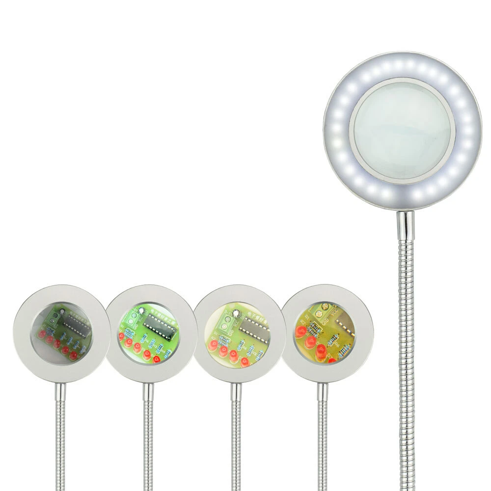 Black USB Magnifying Glass with 42 LED Lights | 3X Magnifier & Flexible Desk Lamp - Image 3