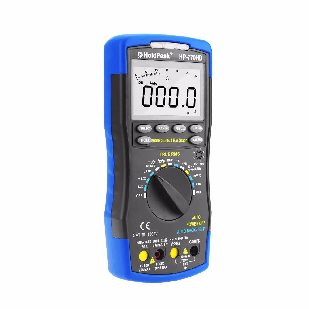 HoldPeak HP-770HD True RMS Digital Multimeter | Autorange AC/DC Voltage Tester - Image 2