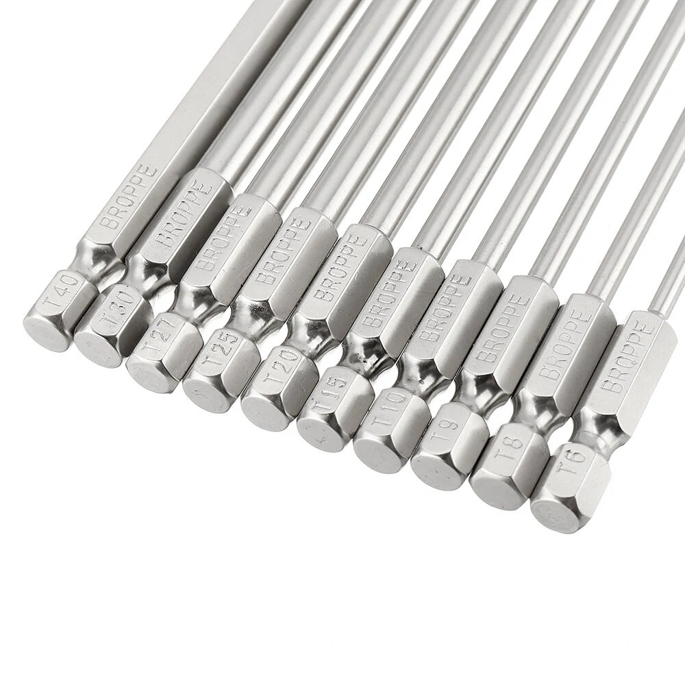 BROPPE 10Pcs S2 Alloy Steel Torx Screwdriver Bits | T6-T40 | 1/4 Inch Hex - Image 5