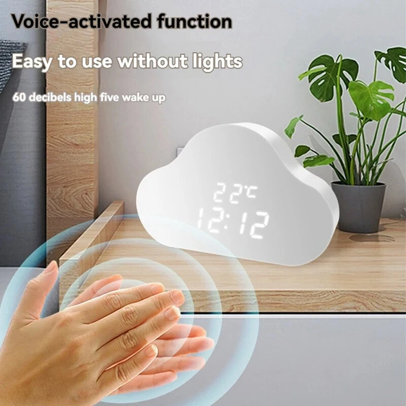 Cloud Alarm Clock Hygrometer KD8618 - Adjustable Brightness & Voice Control - Image 5