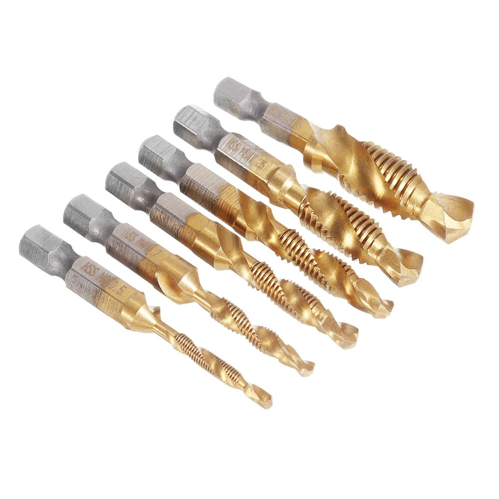7Pcs HSS Titanium Drill Bit Set | M3-M10 Tap & Deburr Bits with Center Punch - Image 3