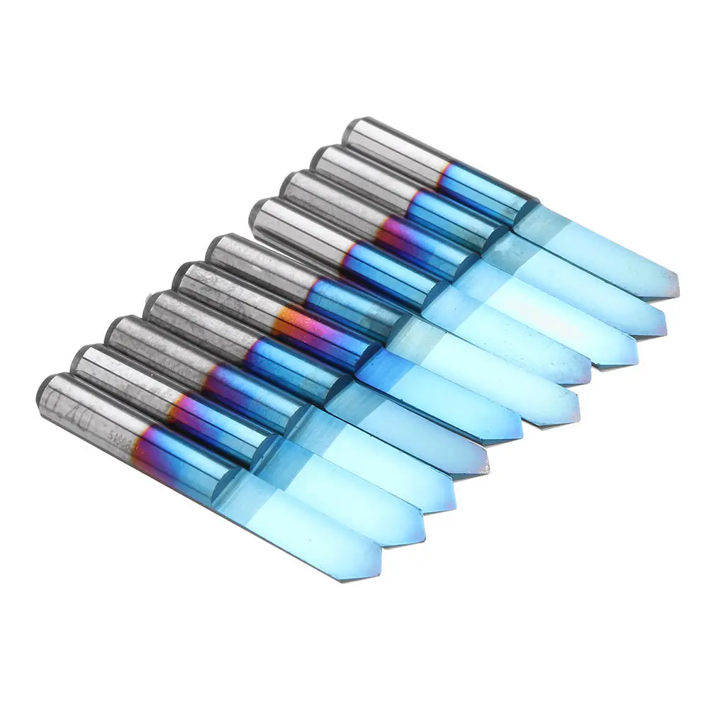 Drillpro 10pcs 0.1-0.3mm 90° Engraving Bit | Blue NANO Coated PCB Router Tool - Image 3