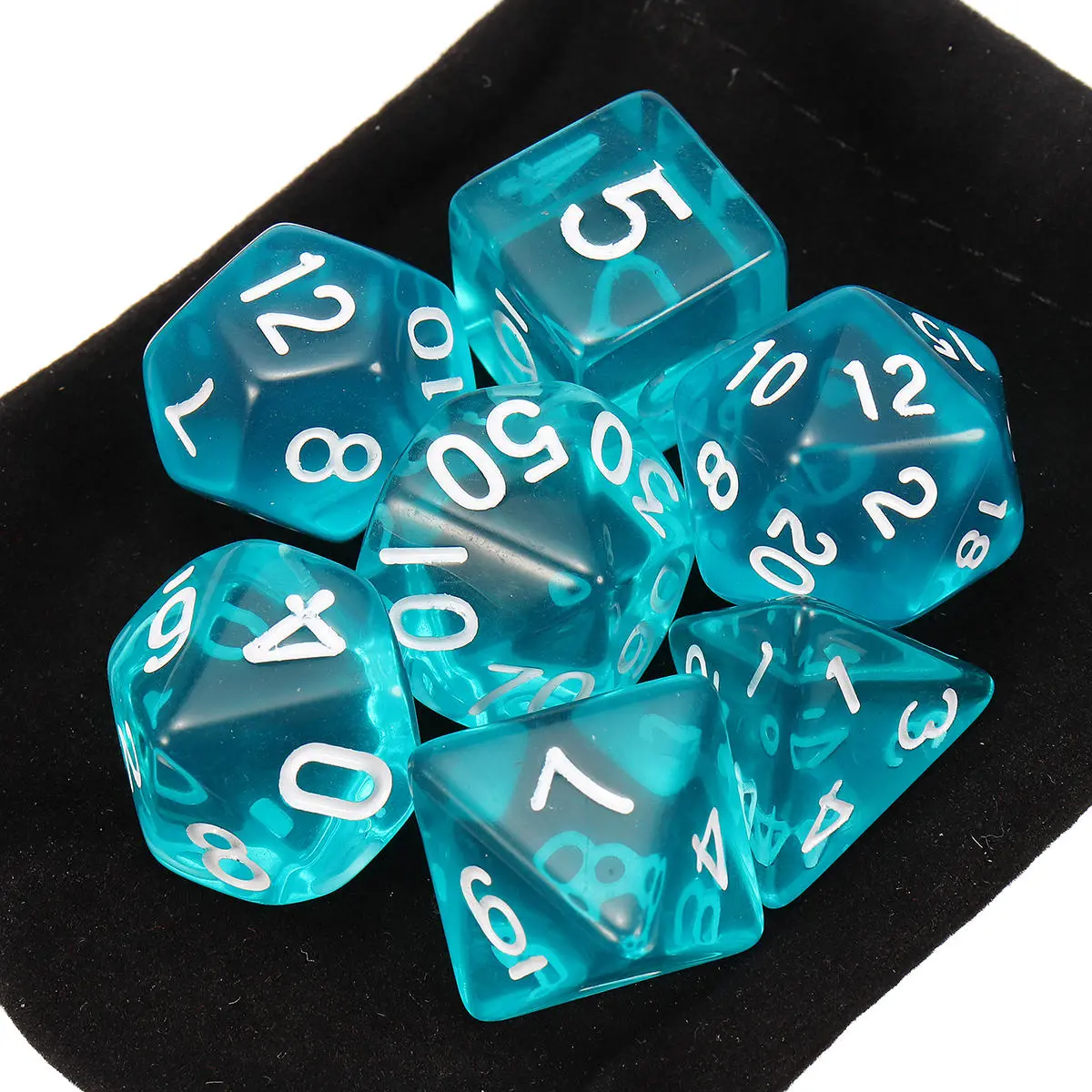 7 Pcs Polyhedral Dice Set - Translucent RPG Dices with Bag for Gaming - Image 4