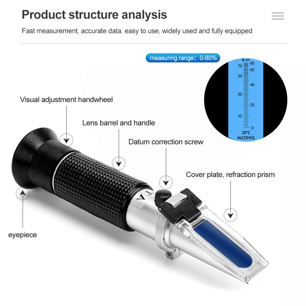 Handheld Alcohol Refractometer Tester 0-80% | ATC for Wine & Sugar | 30% OFF - Image 4
