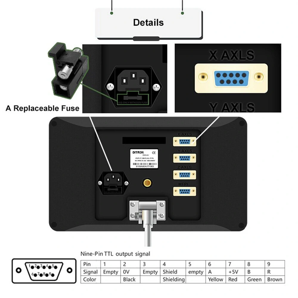 DITRON 3/4 Axis DRO Digital Readout | 0.005mm High Precision | 200-1000mm Travel - Image 3